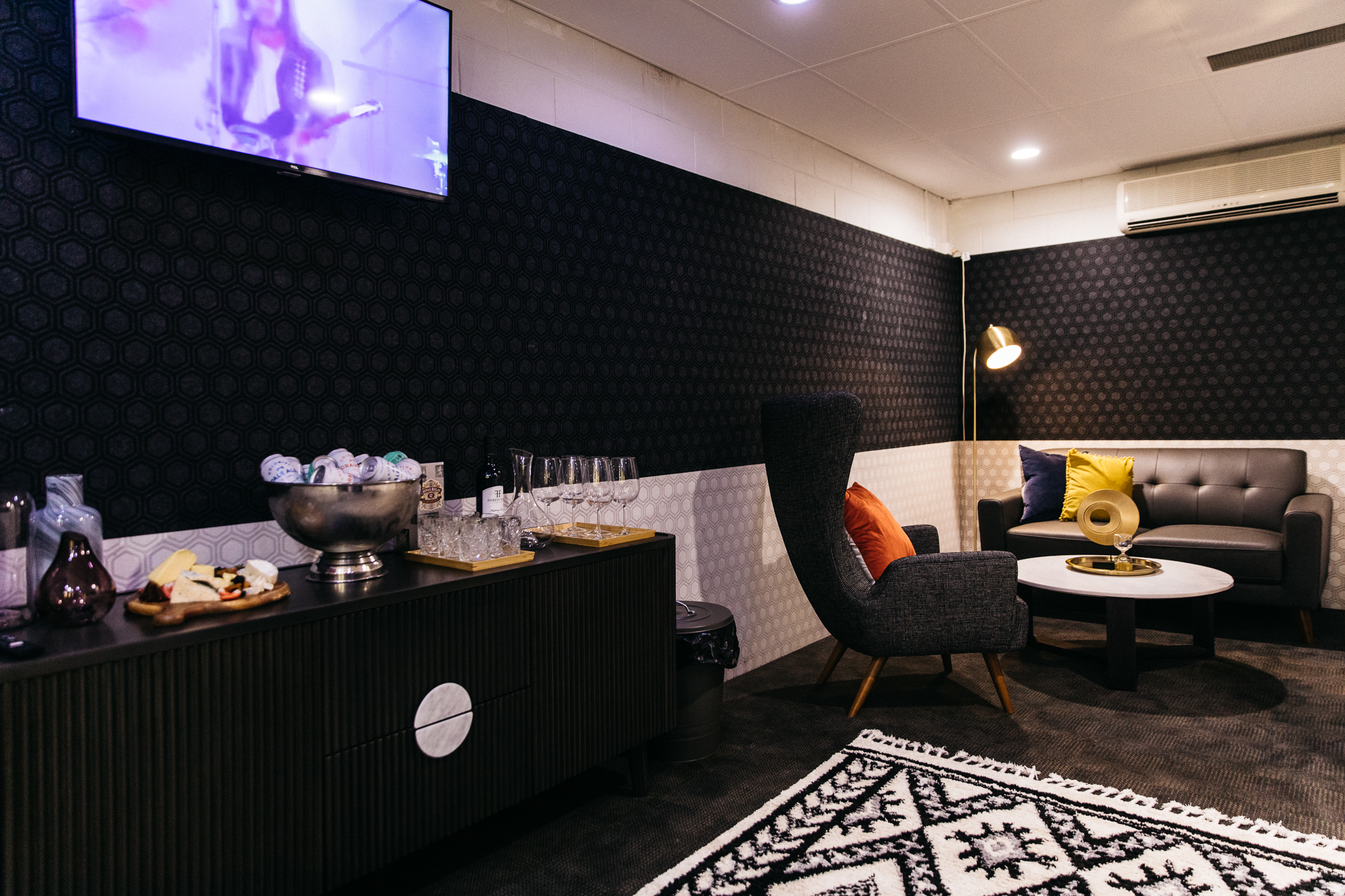 Dressing room complete with chairs and couches