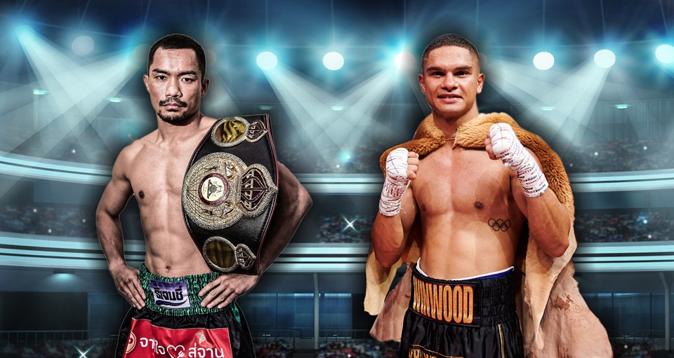 A graphic showing boxers Alex Winwood and Thammanoon Niyomtrong